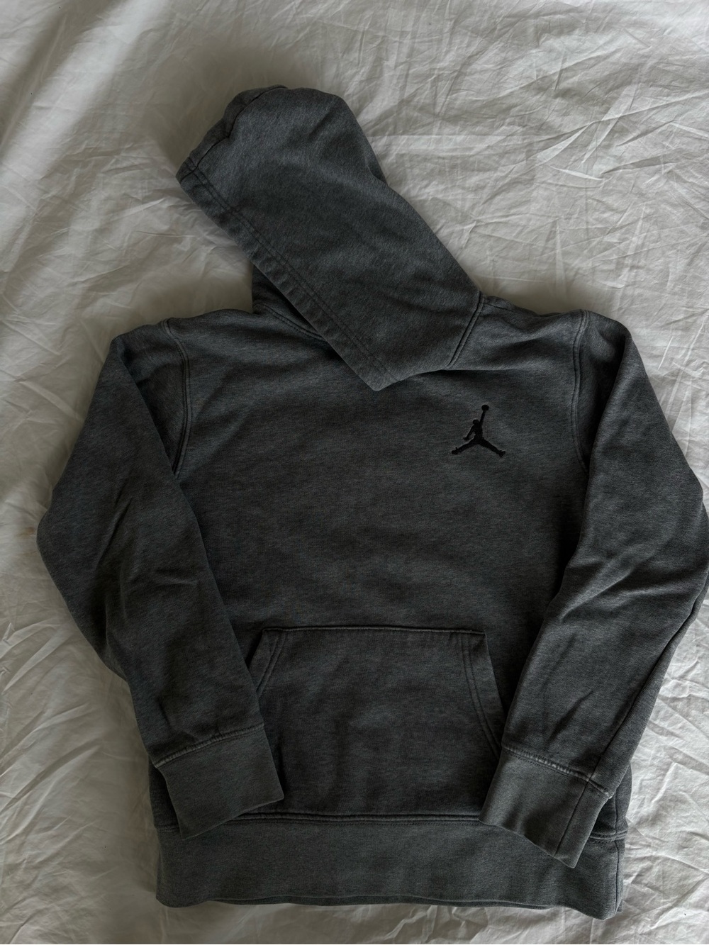 Jordan Big Kids Jumpman Pullover Fleece Hoodie Charcoal Grey Size M